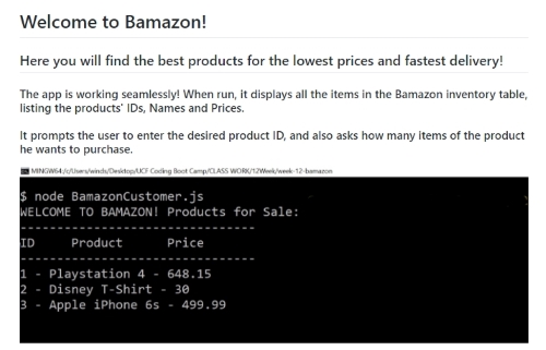 Bamazon Store