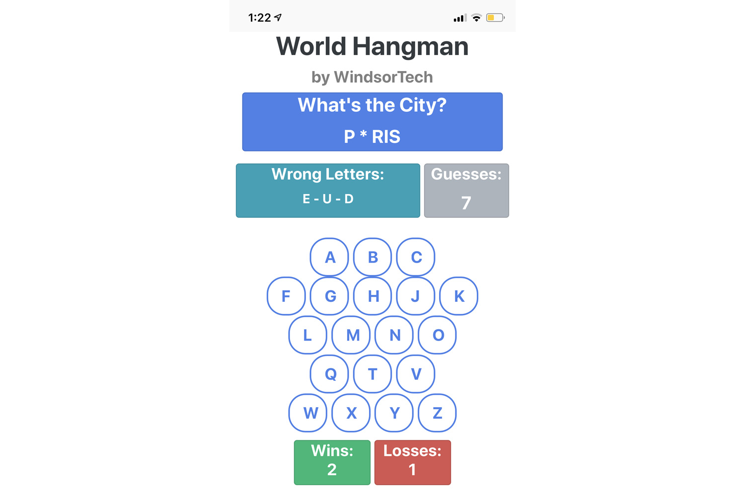 World Cities Hangman